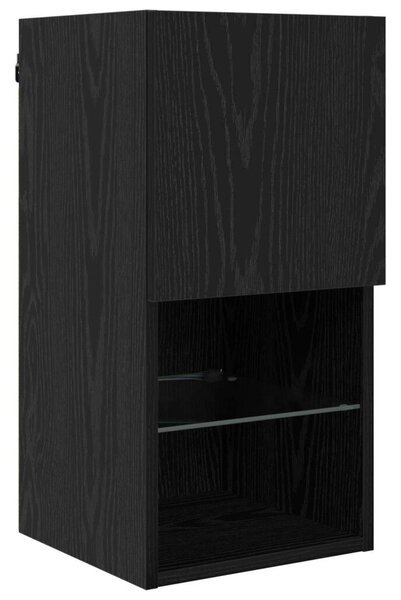 TV Fali Egységek LED-del LED -es lámpákkal 6 pcs Fekete tölgy Faanyag