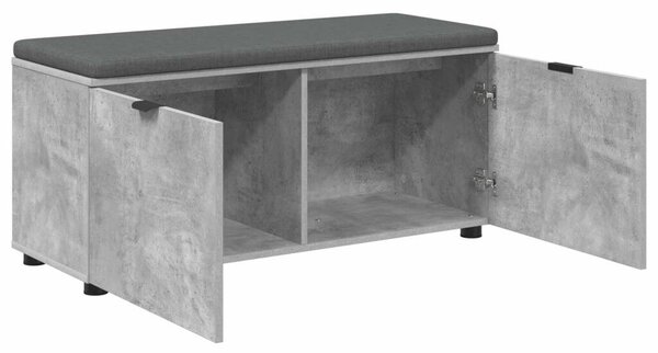 Előtér pad párnával tárolóval Beton Szürke 100 x 38 x 46 cm