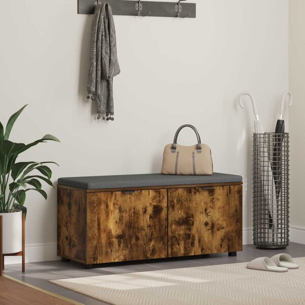Előtér pad párnával tárolóval Füstölt tölgy 100 x 38 x 46 cm