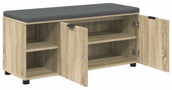 Előtér pad párnával Egyszínű Sonoma tölgy 100 x 38 x 46 cm