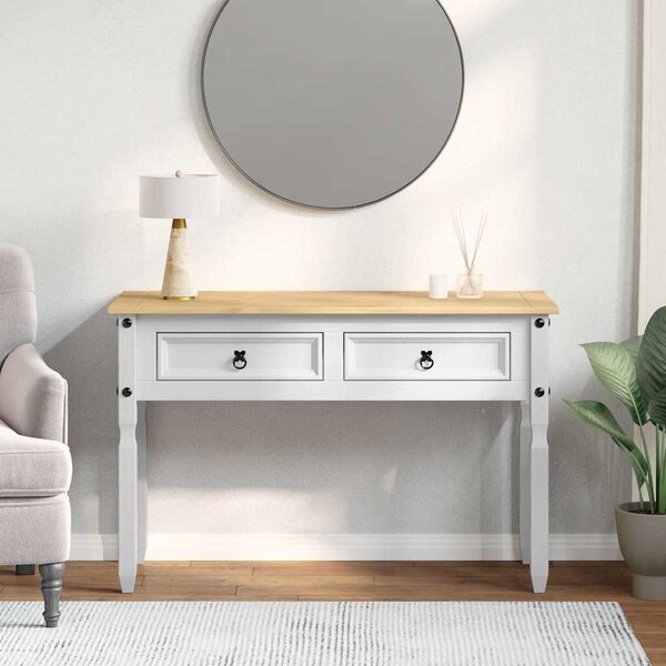 Végasztal fiókkal Fehér 115 x 46 x 73 cm Tömör fenyőfa