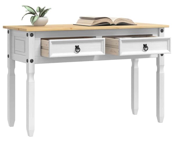 Végasztal fiókkal Fehér 115 x 46 x 73 cm Tömör fenyőfa