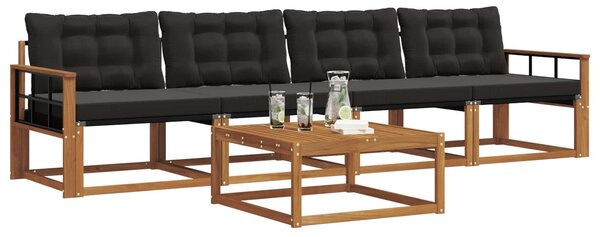 VidaXL Kültéri kanapé szett párnával 5 pcs Természetes és fekete
