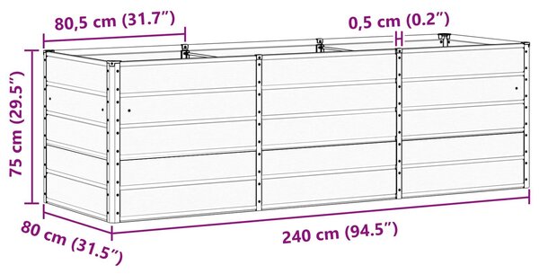 Növénytartó Antracit 240 x 80 x 75 cm Acél