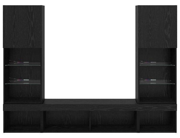TV Fali Egységek LED-del 5 pcs Fekete tölgy 40,5 x 30 x 102 cm