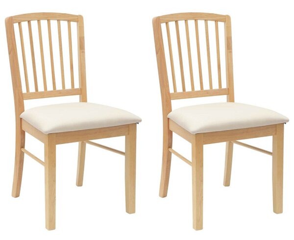 Étkező Székek 2 pcs Természetes 50 x 52,5 x 91 cm Tömör Gumi Fa