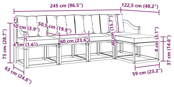 VidaXL Kültéri kanapé szett párnával 5 pcs Fehér és Bézs