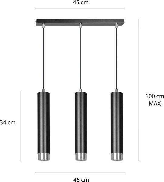 Emibig modern függeszték kibo króm fekete emi643/3