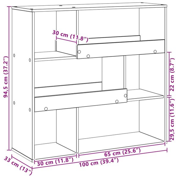 Könyvespolc Fekete tölgy 100 x 33 x 94,5 cm Faanyag