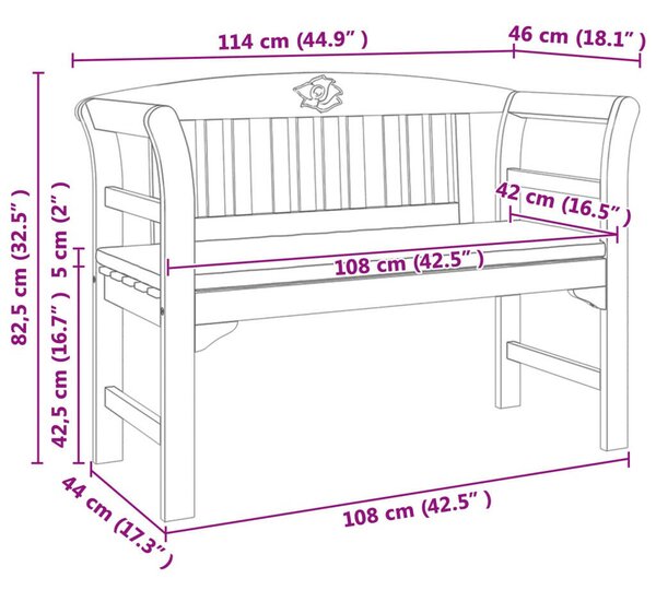 Pad Természetes Olaj Bevonat 114 x 46 x 82,5 cm Tömör Akácfa