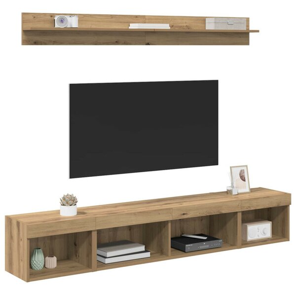 TV falit kabinet szett Falra szerelhető 5 pcs Artisan tölgy Faanyag