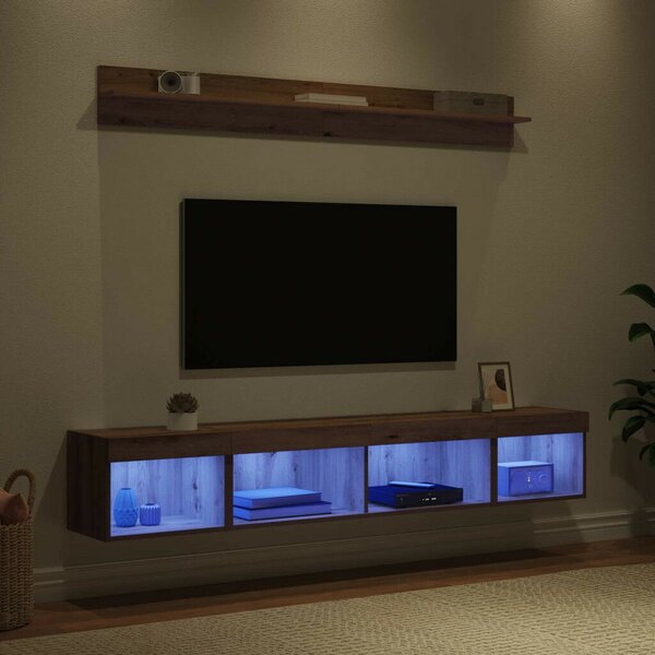 TV falit kabinet szett Falra szerelhető 5 pcs Artisan tölgy Faanyag