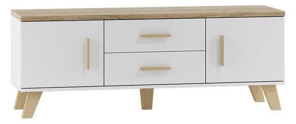 TV-állvány Larfloi 103, Laminált forgácslap, 53x140x40cm, Fehér, Sonoma tölgy