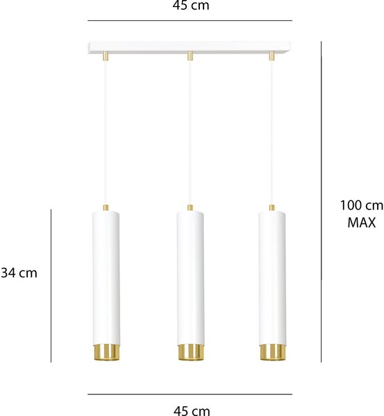 Emibig modern függeszték kibo fehér arany emi642/3
