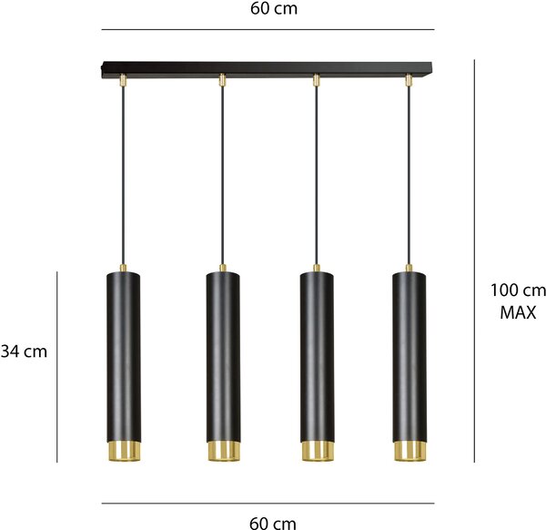 Emibig modern függeszték kibo fekete arany emi644/4