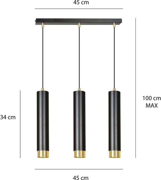 Emibig modern függeszték kibo fekete arany emi644/3