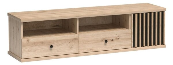 TV-állvány Venmava 105, Laminált forgácslap, 45x161x41cm, Fekete, Artisan tölgy