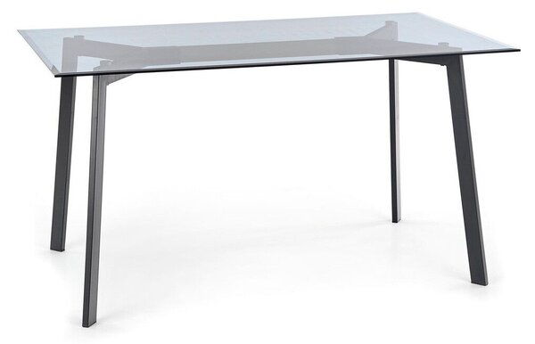 Asztal Houston 511 75x80x140cm, Edzett üveg, Fém
