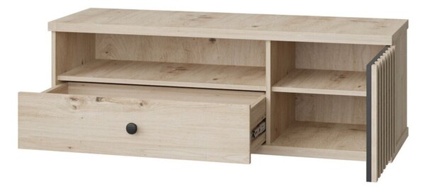 TV-állvány Venmava 106, Laminált forgácslap, 43x124x41cm, Fekete, Artisan tölgy
