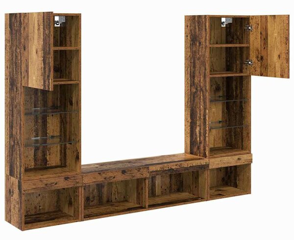 TV Fali Egységek LED-del 5 pcs Régi fa 40,5 x 30 x 102 cm Faanyag