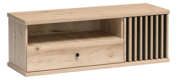 TV-állvány Venmava 106, Laminált forgácslap, 43x124x41cm, Fekete, Artisan tölgy
