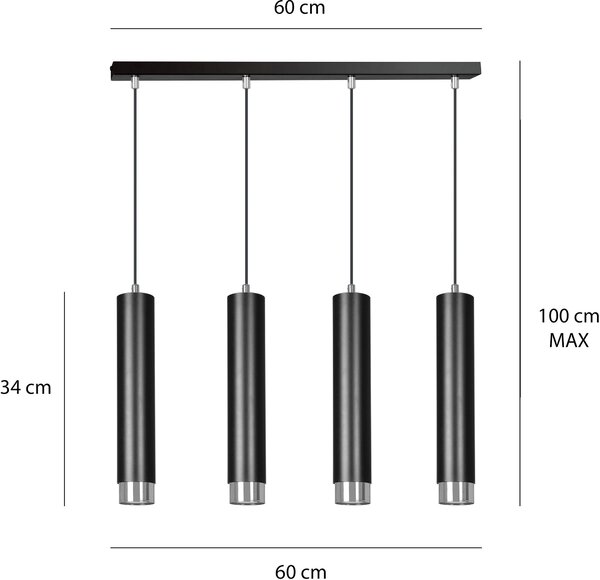 Emibig modern függeszték kibo króm fekete emi643/4