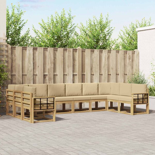 VidaXL Kültéri kanapé szett párnával 10 pcs Fehér és Bézs