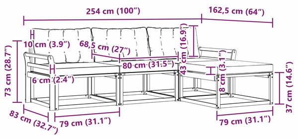 VidaXL Kültéri kanapé szett párnával 4 pcs Fehér és Bézs