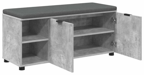 Előtér pad párnával Egyszínű Beton Szürke 100 x 38 x 46 cm