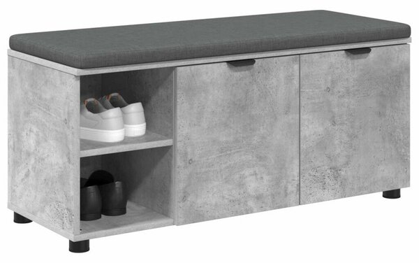 Előtér pad párnával Egyszínű Beton Szürke 100 x 38 x 46 cm