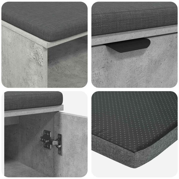 Előtér pad párnával Egyszínű Beton Szürke 100 x 38 x 46 cm
