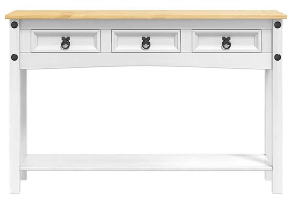 Végasztal fiókkal Fehér 114 x 34,5 x 73 cm Tömör fenyőfa