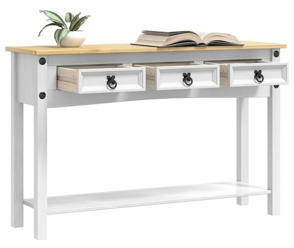 Végasztal fiókkal Fehér 114 x 34,5 x 73 cm Tömör fenyőfa
