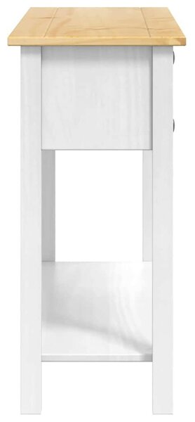 Végasztal fiókkal Fehér 114 x 34,5 x 73 cm Tömör fenyőfa
