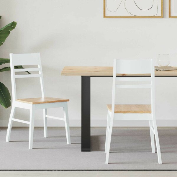 Étkező Székek 2 pcs Fehér 43 x 54 x 89 cm Tömör Gumi Fa