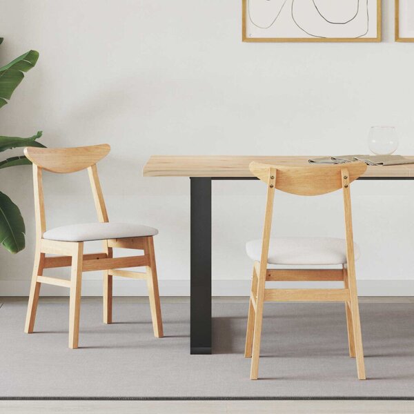 Étkező Székek 2 pcs Természetes 42 x 47.5 x 81 cm Tömör Gumi Fa