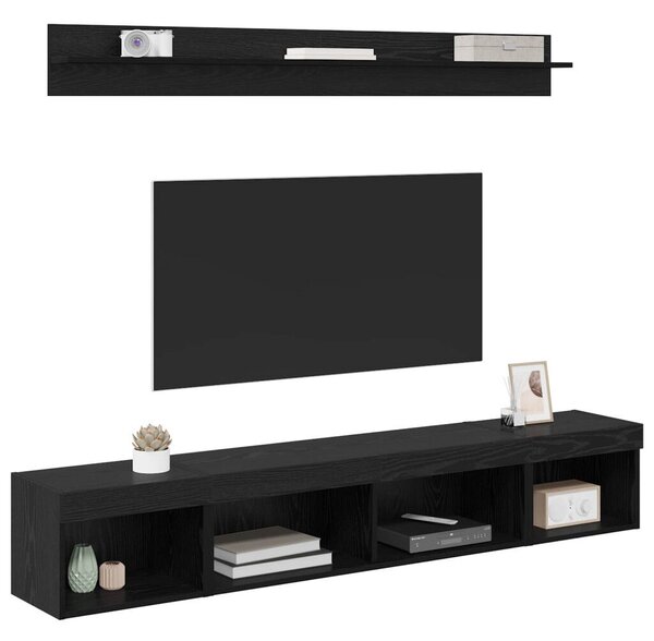 TV falit kabinet szett Falra szerelhető 5 pcs Fekete tölgy Faanyag