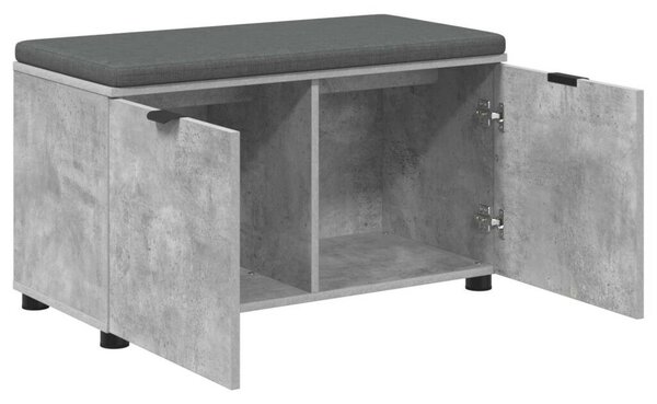 Előtér pad párnával tárolóval Beton Szürke 80 x 46 x 46 cm