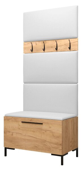 Előszoba garnitúra Nomal III, 196x84x46cm, Craft tölgy, Öko-bőr, Laminált forgácslap