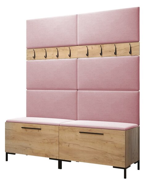 Előszoba garnitúra Nomal II, 196x168x46cm, Craft tölgy, Laminált forgácslap, Kárpit