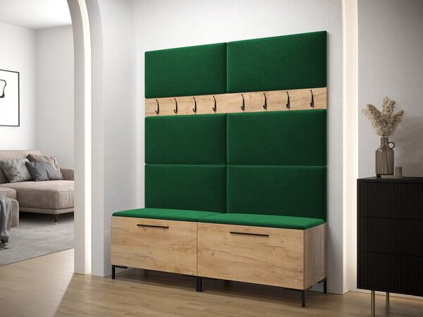 Előszoba garnitúra Nomal II, 196x168x46cm, Craft tölgy, Laminált forgácslap, Kárpit