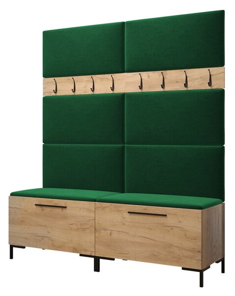 Előszoba garnitúra Nomal II, 196x168x46cm, Craft tölgy, Laminált forgácslap, Kárpit