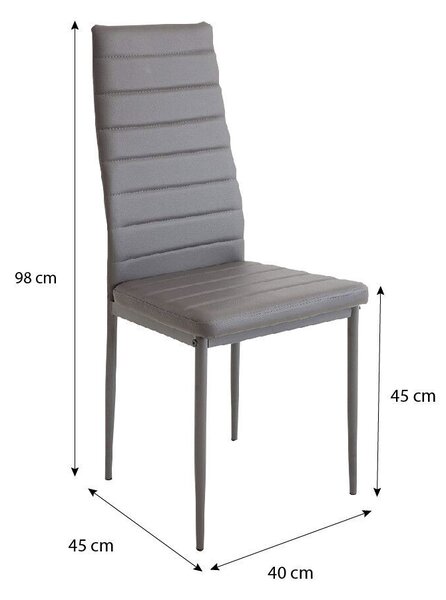 Masiv 4 személyes étkezőszett Coleta székekkel, Beton - Szürke N