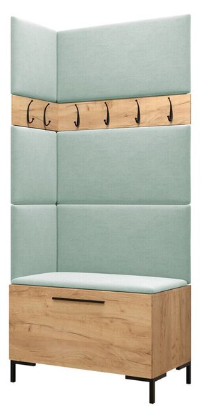 Előszoba garnitúra Nomal IV, 196x84x46cm, Craft tölgy, Kárpit, Laminált forgácslap