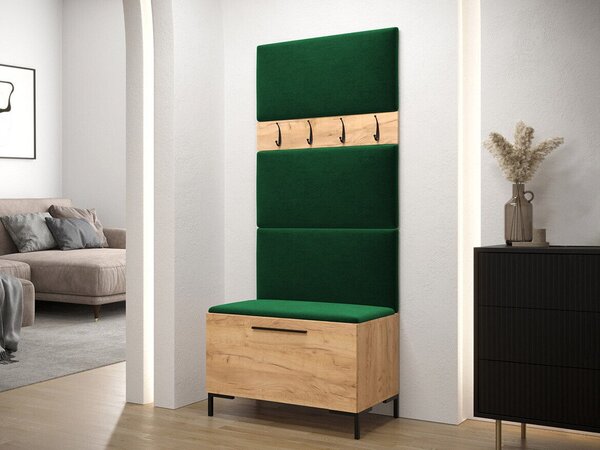Előszoba garnitúra Nomal III, 196x84x46cm, Craft tölgy, Laminált forgácslap, Kárpit