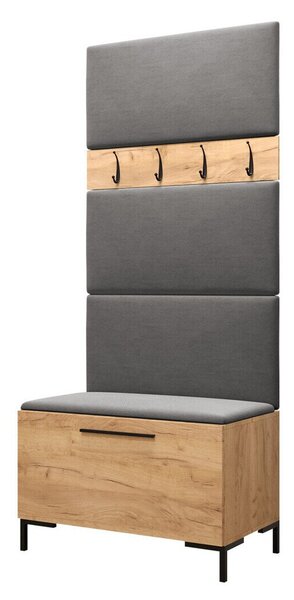 Előszoba garnitúra Nomal III, 196x84x46cm, Craft tölgy, Kárpit, Laminált forgácslap