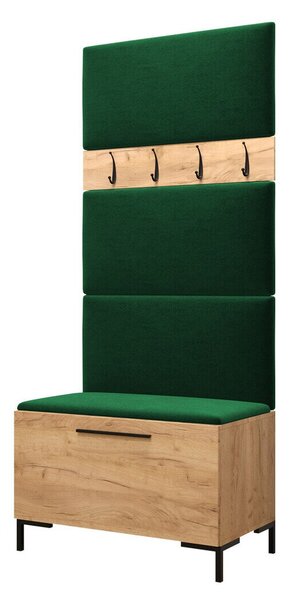 Előszoba garnitúra Nomal III, 196x84x46cm, Craft tölgy, Laminált forgácslap, Kárpit