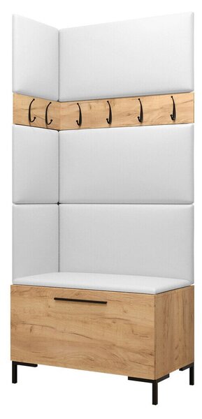 Előszoba garnitúra Nomal IV, 196x84x46cm, Craft tölgy, Öko-bőr, Laminált forgácslap