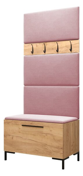 Előszoba garnitúra Nomal III, 196x84x46cm, Craft tölgy, Kárpit, Laminált forgácslap