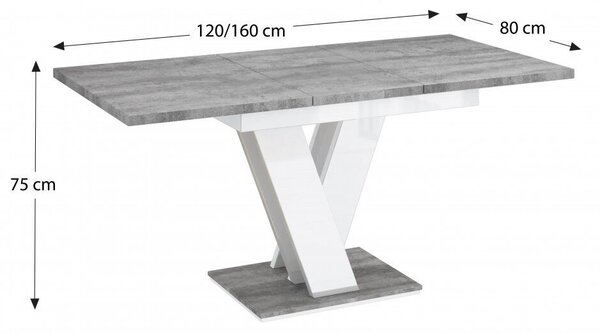 Masiv 4 személyes étkezőszett Coleta székekkel, Beton - Szürke N